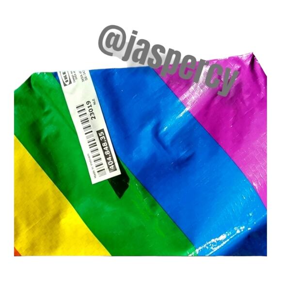 IKEA - STORSTORMA- Two (2) Small  Mini Multicolor Rainbow Color Block Tote Bags - Picture 5 of 7